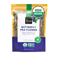 Incas by Asiya Life butterfly pea flower loose tea ready for brewing and color.
