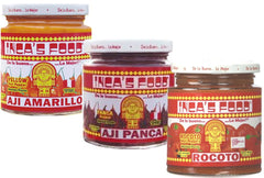 Inca's Food mixed sampler jar with three peppers; versatile for sauces and stews