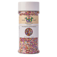 India Tree Rainbow Nonpareils close-up show plant-based color for cookies and cupcakes.