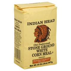 Indian Head corn meal old-fashioned stone-ground white, ideal for cornbread and spoon bread