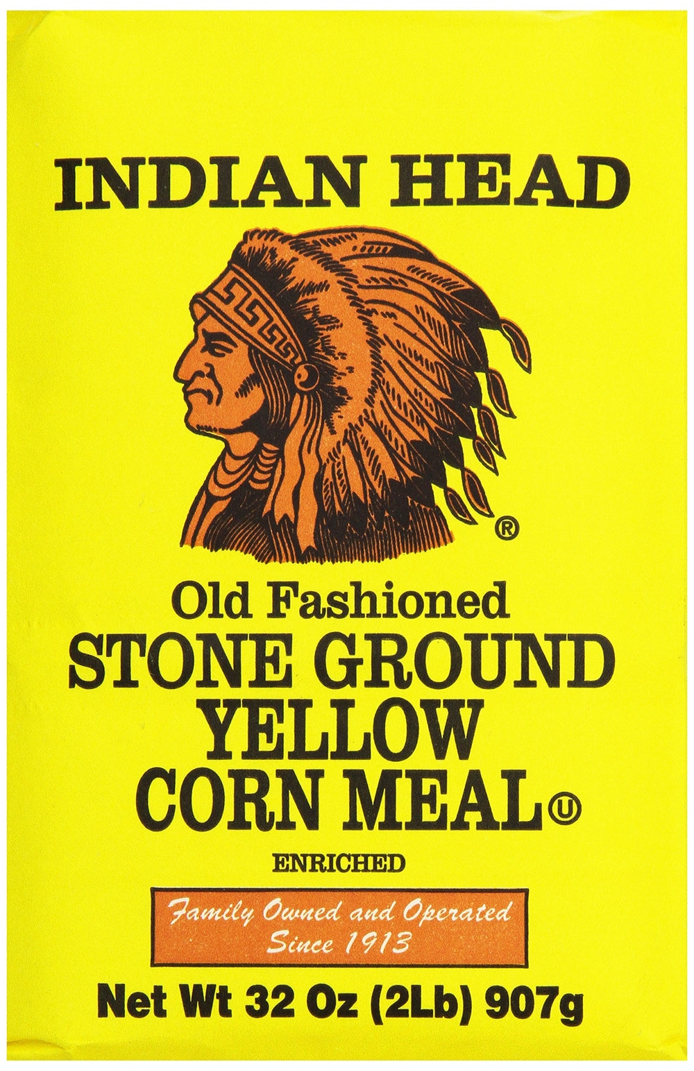 Indian Head Yellow Corn Meal front view for versatile cornbread