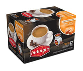 Indulgio Cappuccino packaging showing the 12-count box for quick mornings