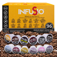 InfuSio twelve-blends pod collection showing diverse flavors for any mood.