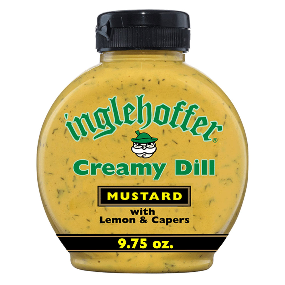 INGLEHOFFER Creamy Dill Mustard bottle for a smooth spread and dill flavor