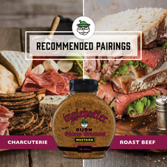 Inglehoffer Dijon stone-ground mustard ingredients label with wine and herbs.
