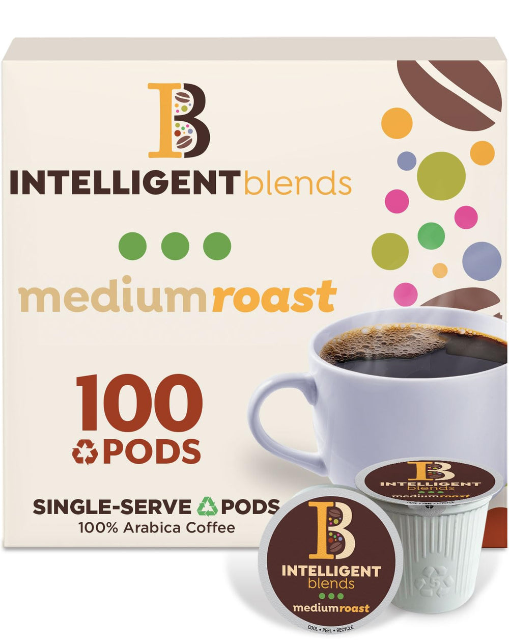 Intelligent Blends medium-dark roast pod for Keurig-style brewers delivering balanced aroma.