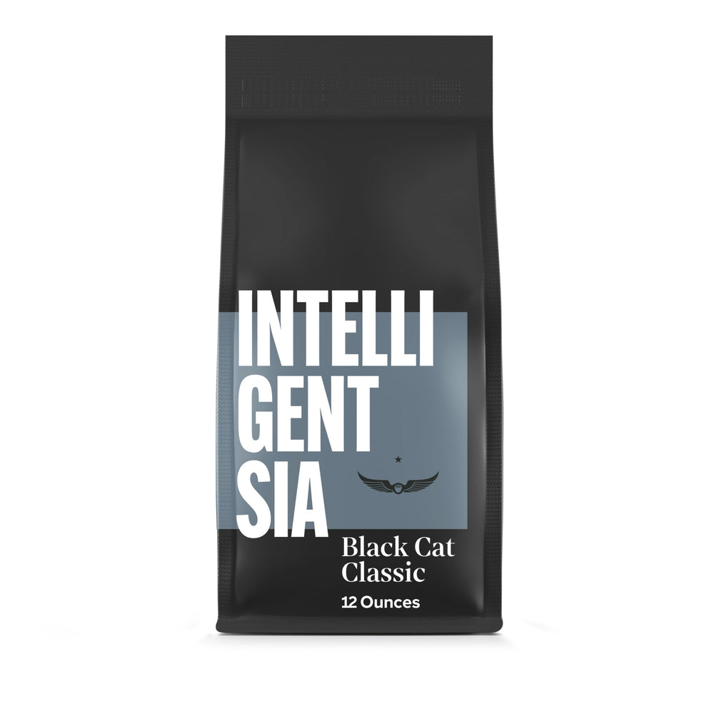 Intelligentsia Black Cat Classic Espresso bag front view signals fresh, sweet espresso potential