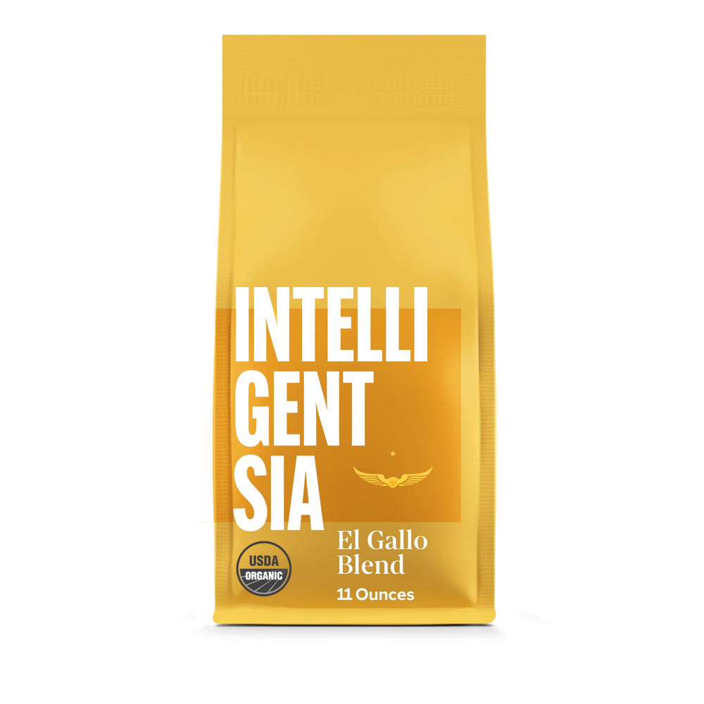 Intelligentsia El Gallo organic coffee bag front, ideal for a bright morning cup.