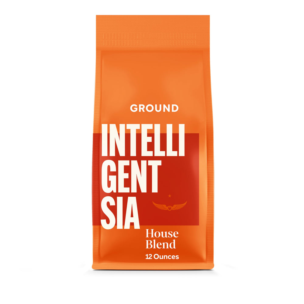 Intelligentsia House Ground Coffee Bag label highlights daily freshness for morning rituals.