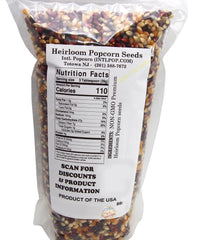 International Popcorn Heirloom packaging highlights gluten-free and vegan options.