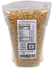 Close-up of International Popcorn White Hulless kernels ready for air popping.