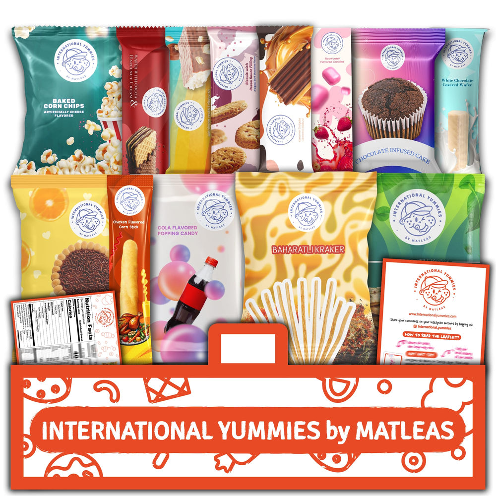 International Yummies snack box on table, ideal gift for curious food lovers.