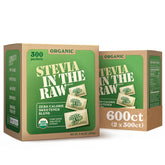 IN THE RAW organic stevia packets for zero-calorie sweetness in beverages.