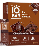 IQBAR Chocolate Sea Salt packaging close-up highlighting keto-friendly clean label.