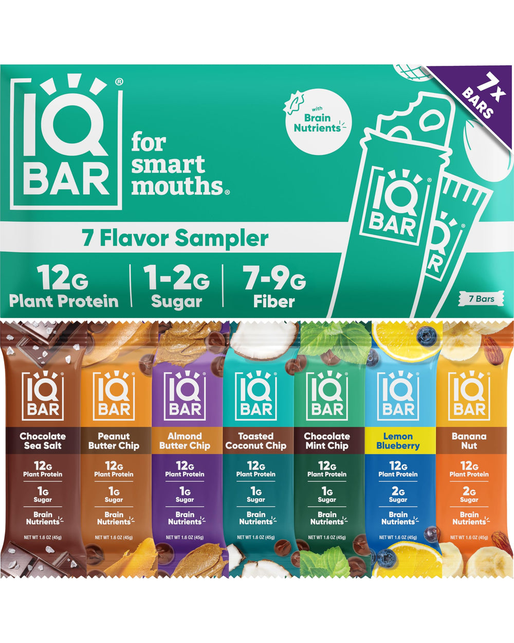 IQBAR clean plant protein bars sampler for quick, on-the-go meals.