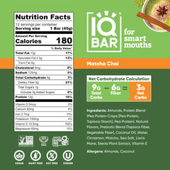 IQBAR Matcha Chai bar closeup highlights vibrant color and inviting texture