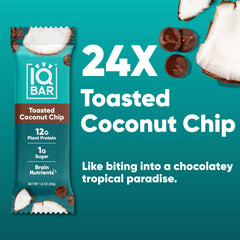 IQBAR Toasted Coconut Chip bar bite ready for a quick post-workout energy boost.