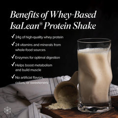 Isagenix IsaLean Protein Shake ingredients bag features natural formula with 24 vitamins and minerals