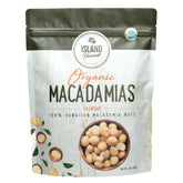 Island Harvest unsalted macadamia nuts in whole form, ideal for keto snacks.