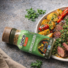 Ground-seasoning granules of iSpice Chimichurri ready to shake