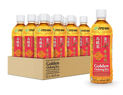 Ito En Golden Oolong Tea bottle on table, ready for a refreshing break.