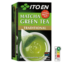 ITO EN Matcha Green Tea bags in traditional packaging for hot and cold brewing.