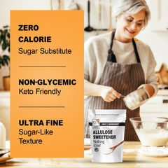 It's Just! Allulose being poured into coffee for a smooth, clean sweetness.