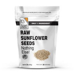 Its Just raw sunflower seeds from Bulgaria in a 30oz bag for convenient snacking.