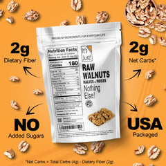 It's Just! raw walnuts in bowl — crunchy snack with omega-3 benefits.