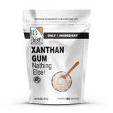 It's Just! Xanthan Gum 8oz bottle on kitchen counter for thickening sauces