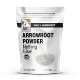 Its Just arrowroot powder pouch with resealable zipper for easy pantry storage.