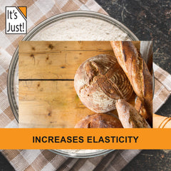 It's Just! Vital Wheat Gluten Flour helps pizza crust rise and stretch.