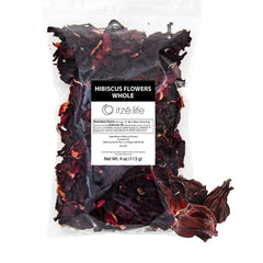 Itzé.Life hibiscus flowers whole in resealable packaging for fresh flavor.