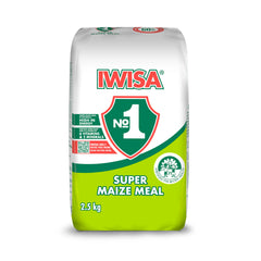 Iwisa Super Maize Meal 2.5kg pack shot, versatile breakfast staple.