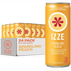 IZZE Peach Sparkling Juice can with peach imagery for a refreshing sip