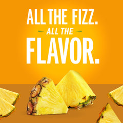 IZZE Pineapple Sparkling Juice closeup highlighting real fruit bits