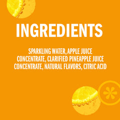 IZZE Pineapple Sparkling Juice pour captured mid-pour for instant charm