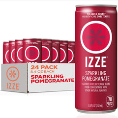 IZZE Pomegranate can front view highlighting bold flavor and fizzy refreshment.