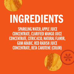 IZZE Mango Sparkling Juice can emphasizes 60% real fruit juice.