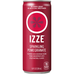 IZZE sparkling Pomegranate 8oz can delivering bold flavor, ideal for celebrations or snacks.