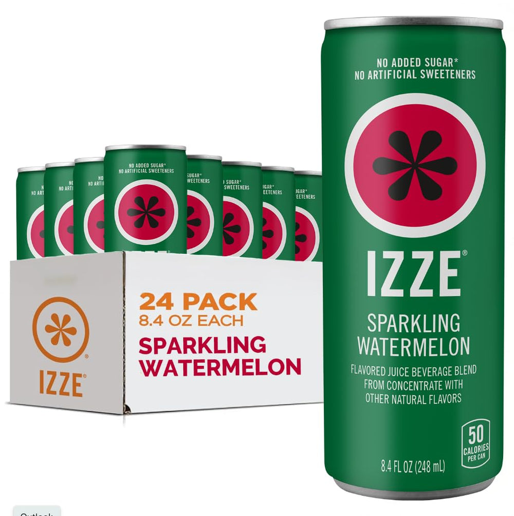 IZZE Sparkling Watermelon can front showing bold flavor and no added sugar.