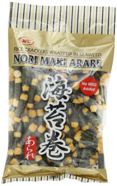 J-BASKET Norimaki Arare packaging showing a convenient 5-ounce pouch for snacking