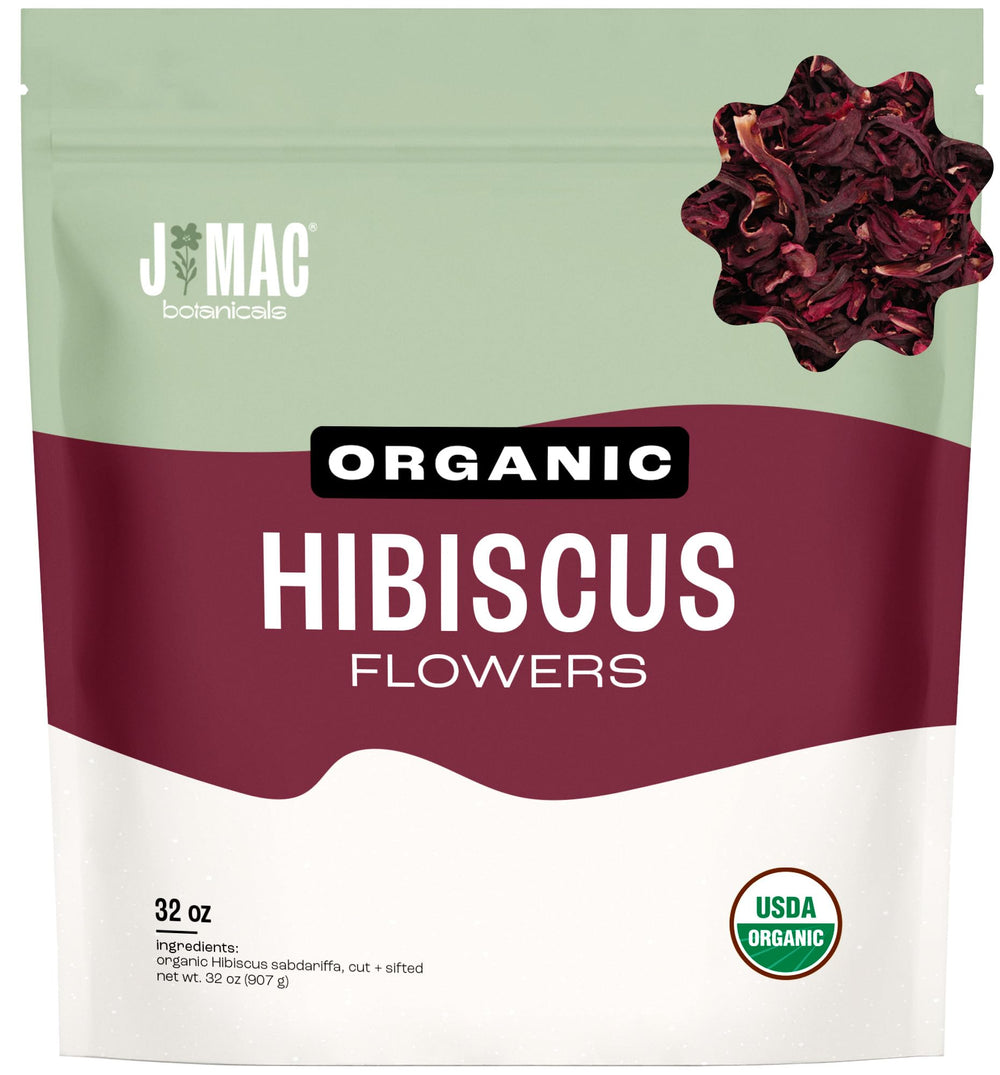 J Mac Botanicals hibiscus tea flowers bulk pack for flavorful hot or iced tea