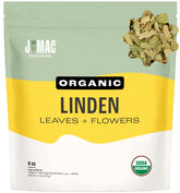 J Mac Botanicals Linden leaf and flower front packaging, ideal for a caffeine-free herbal tea