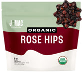 J Mac Botanicals Organic Rose Hips dried in a resealable bag for tea infusions
