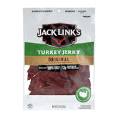Jack Link's Turkey Jerky Original bag front, ready-to-eat protein for busy days.