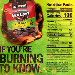 Jack Link's Jalapeño Beef Jerky 10-pack back view, pantry staple.