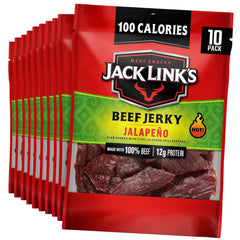 Jack Link's Jalapeño Beef Jerky multipack front view, convenient protein snack on the go.