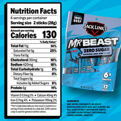 Close-up of Jack Link's MrBeast mini beef sticks showing 6g protein