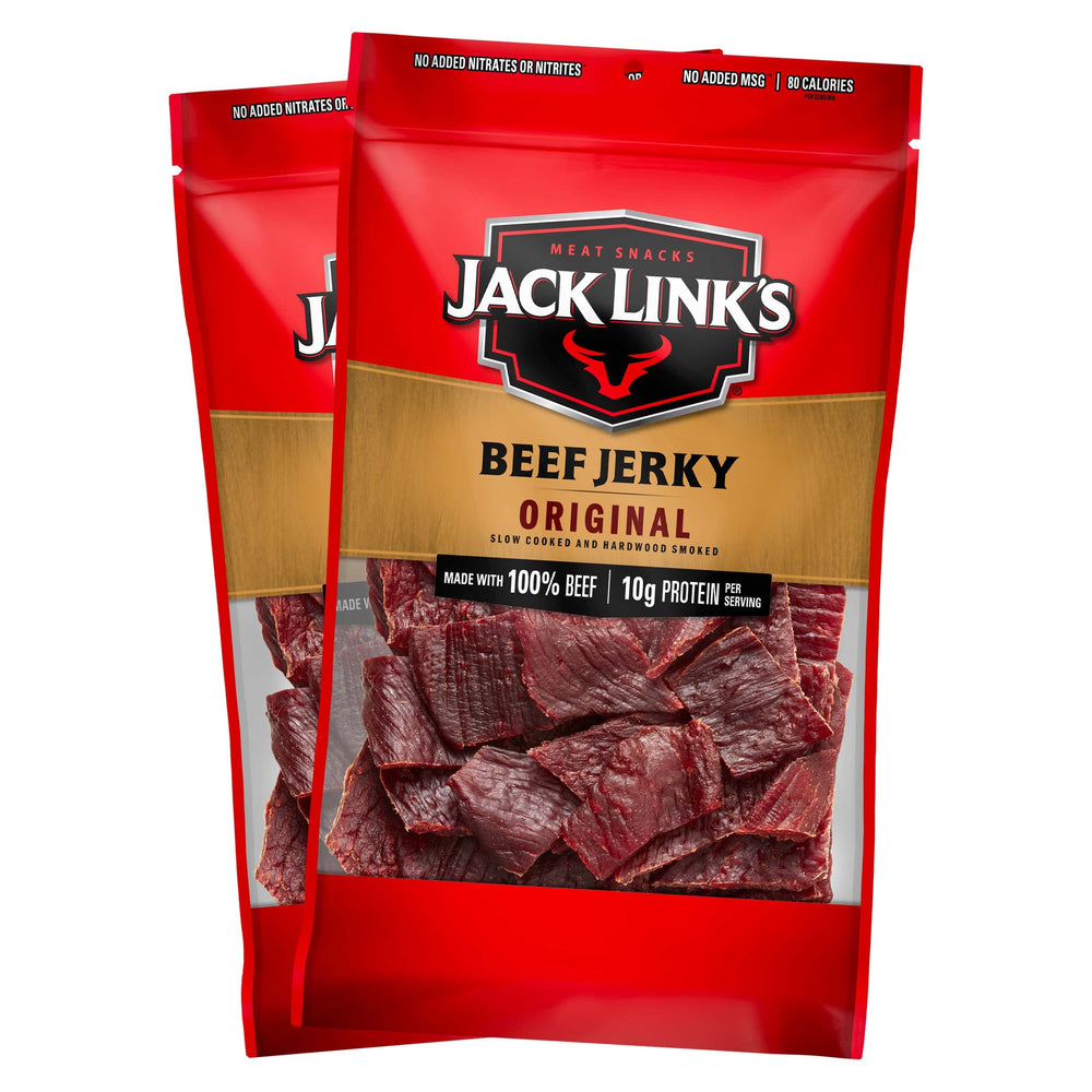 Jack Link's Original Beef Jerky two-pack 9 oz, protein-rich snack on the go.